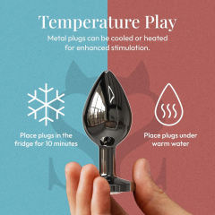 4-Piece Gunmetal Metal Butt Plug Set with Magenta Gem Base
