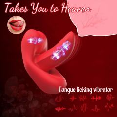 3.94" Red Rechargeable Waterproof  App-Controlled Tongue-Licking Vibrator – 9 Speeds
