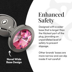 4-Piece Gunmetal Metal Butt Plug Set with Magenta Gem Base