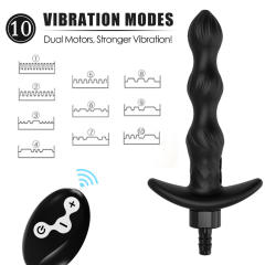 7.88" Black Rechargeable Remote-Controlled Vibrating Anal Douche – 10-Speed, Waterproof