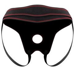 Adjustable Black Strap-On Harness with 1.30" O-Ring – Waterproof Polyester, Universal Fit