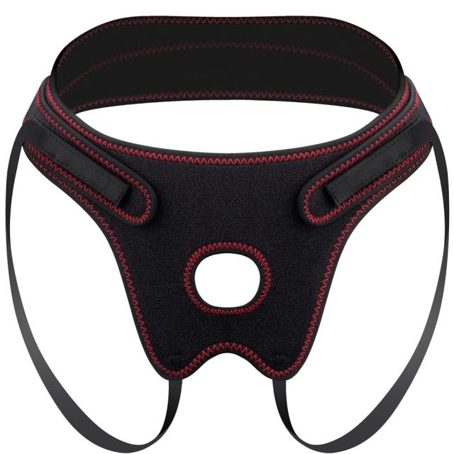 Adjustable Black Strap-On Harness with 1.30" O-Ring – Waterproof Polyester, Universal Fit