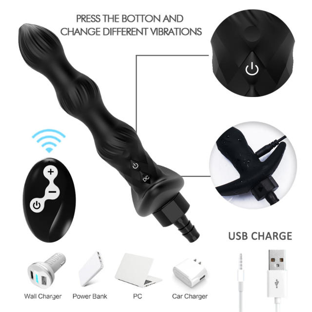 7.88" Black Rechargeable Remote-Controlled Vibrating Anal Douche – 10-Speed, Waterproof