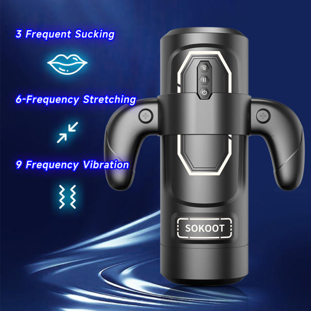 Black Rechargeable Automatic Masturbator with Heating – 9+6+3 Modes, Waterproof