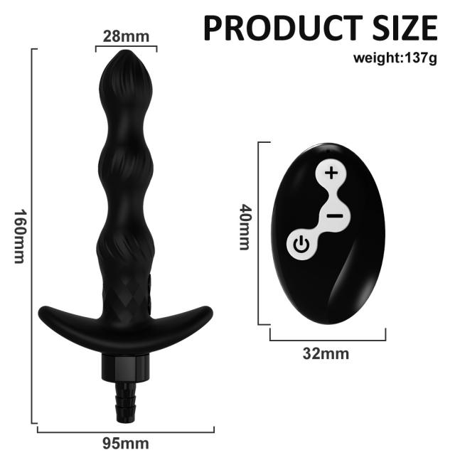 7.88" Black Rechargeable Remote-Controlled Vibrating Anal Douche – 10-Speed, Waterproof