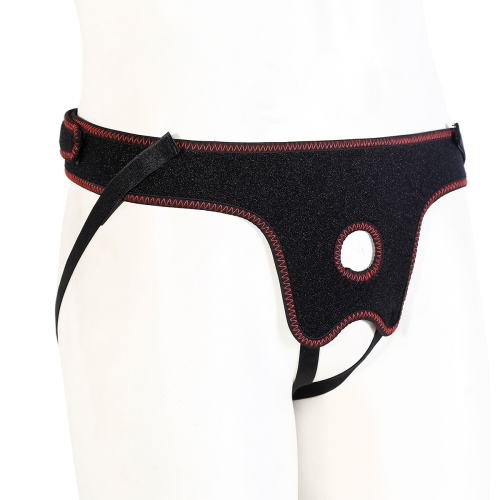 Adjustable Black Strap-On Harness with 1.30" O-Ring – Waterproof Polyester, Universal Fit