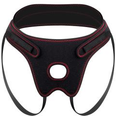 Adjustable Black Strap-On Harness with 1.30" O-Ring – Waterproof Polyester, Universal Fit