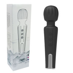 6.5'' Black Rechargeable Waterproof Silicone Mini Wand Massager – 20-Speed and Compact Design