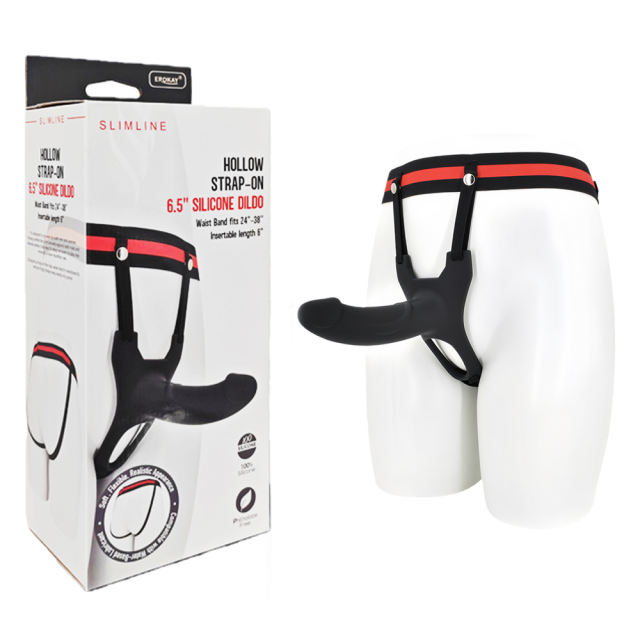 6.70'' Black Silicone Hollow Strap-On Dildo – Realistic Shape and Adjustable Harness