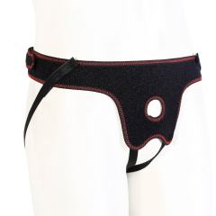 Adjustable Black Strap-On Harness with 1.30" O-Ring – Waterproof Polyester, Universal Fit