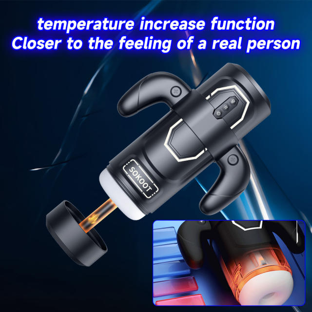 Black Rechargeable Automatic Masturbator with Heating – 9+6+3 Modes, Waterproof