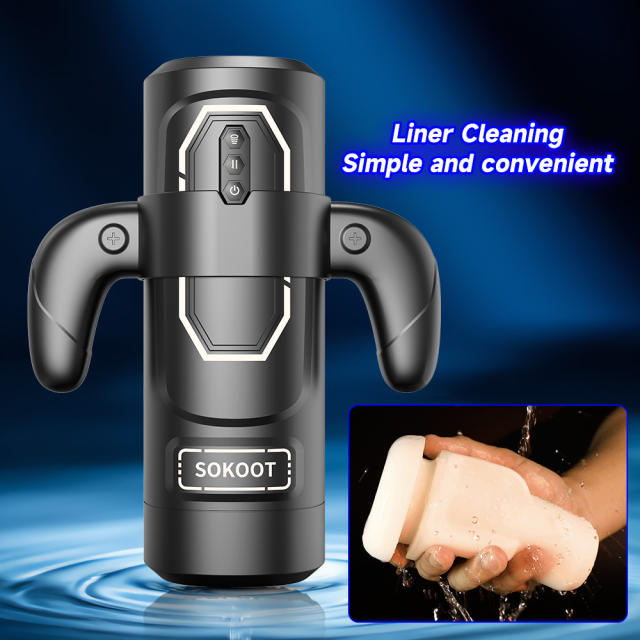 Black Rechargeable Automatic Masturbator with Heating – 9+6+3 Modes, Waterproof