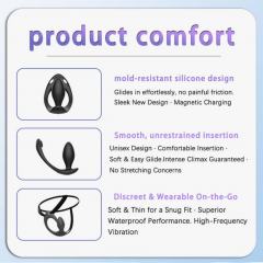 5.91" Black Rechargeable Silicone Wearable Anal Plug with App Control – 9-Speed, Waterproof