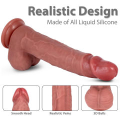 9.06" Flesh Silicone Dildo – Realistic Texture with Strong Suction Cup