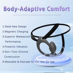 5.91" Black Rechargeable Silicone Wearable Anal Plug with App Control – 9-Speed, Waterproof