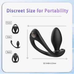5.91" Black Rechargeable Silicone Wearable Anal Plug with App Control – 9-Speed, Waterproof