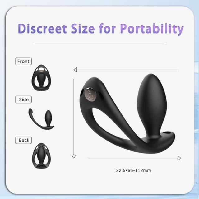5.91" Black Rechargeable Silicone Wearable Anal Plug with App Control – 9-Speed, Waterproof