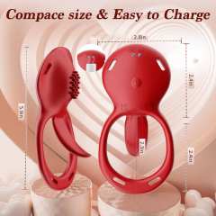 Red App-Controlled Wearable Vibrator – Tongue-Licking Design, 9 Speeds, Magnetic USB Charging, Waterproof