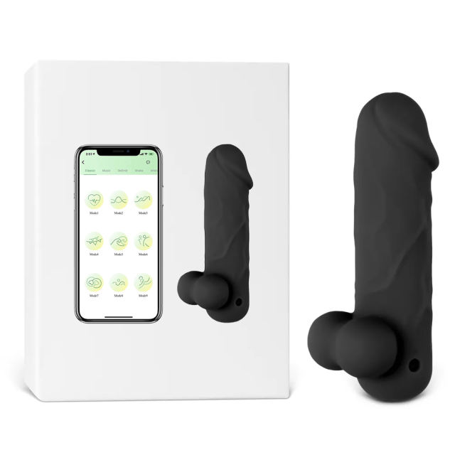 App-Controlled Black 10-Speed Rechargeable Waterproof Vibrating Mini Dildo