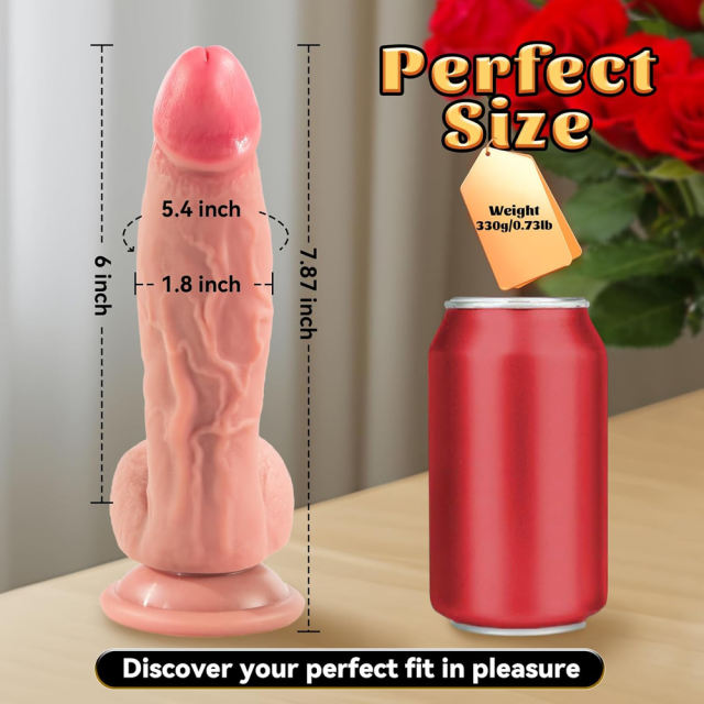 7.88" Flesh Silicone Dildo – Realistic Texture with Strong Suction Cup