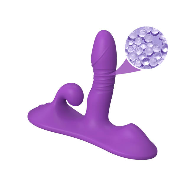 7.88" Purple Rechargeable Silicone Vibrating & Thrusting Vibrator with Remote Control – 9-Speed, Waterproof