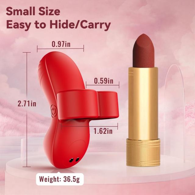 10-Speed Red Rechargeable Waterproof Silicone Finger Vibrator