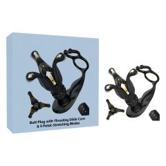 6.30" Black Rechargeable Waterproof Silicone Vibrating, Thrusting & Expanding Massager with Cock Rings – 9-Speed and Remote Control