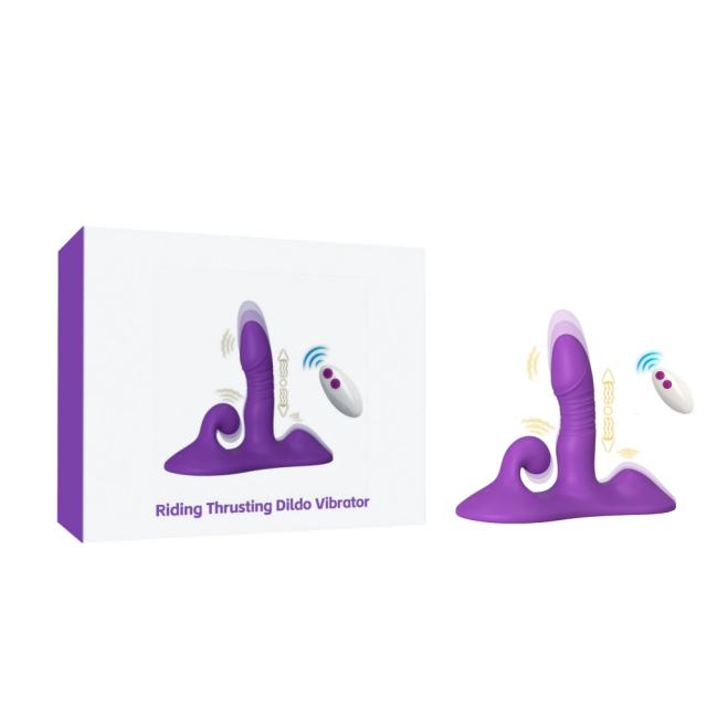 7.88" Purple Rechargeable Waterproof Silicone Vibrating & Thrusting Vibrator with Remote Control – 9-Speed