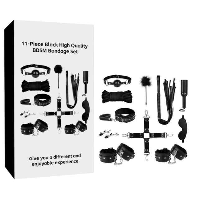 11-Piece Black High Quality BDSM Bondage Set