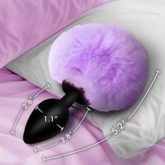 5.32" Black Silicone Anal Plug with Purple Artificial Fur Tail – Body-Safe