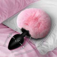 5.32" Black Silicone Anal Plug with Pink Artificial Fur Tail – Body-Safe