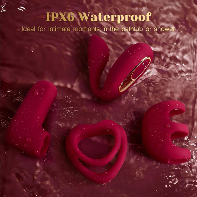 Red Rechargeable Silicone Vibrator Set with LOVE-Shaped Design – 4-Piece Combo, Remote Control, Waterproof
