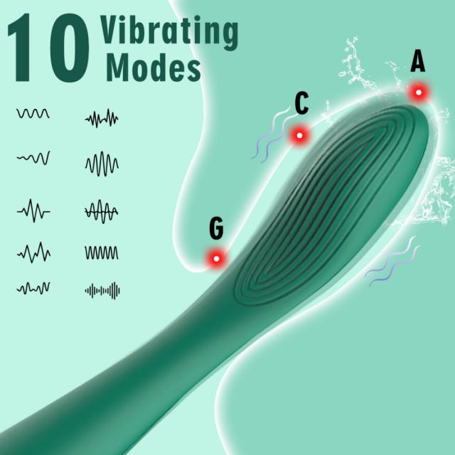 10-Speed Green Rechargeable Silicone Clitoral G-Sport Vibrator