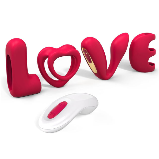 Red Rechargeable Silicone Vibrator Set with LOVE-Shaped Design – 4-Piece Combo, Remote Control, Waterproof