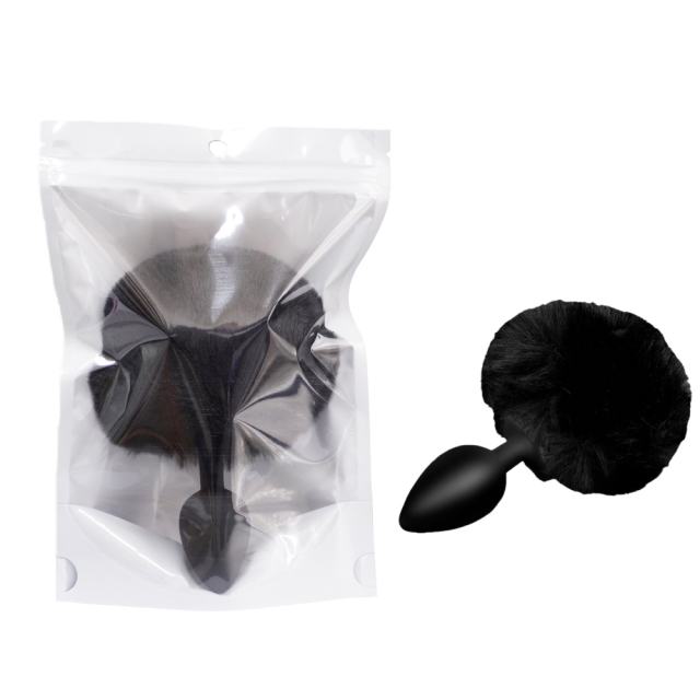5.32" Black Silicone Anal Plug with Artificial Fur Tail – Body-Safe
