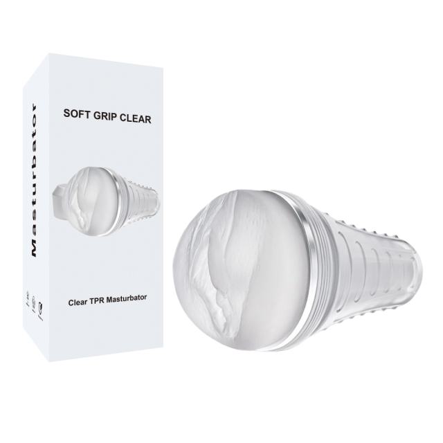 8.67" Clear TPR Male Masturbator – Soft Inner Sleeve, Non-Powered Design