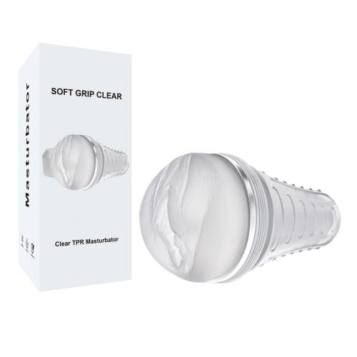 8.67" Clear TPR Male Masturbator – Soft Inner Sleeve, Non-Powered Design