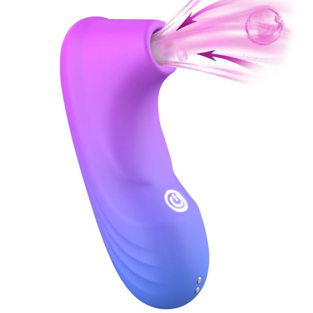 4.85" Purple & Blue Rechargeable Waterproof Silicone Sucking Massager – 10-Mode