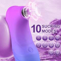 4.85" Purple & Blue Rechargeable Waterproof Silicone Sucking Massager – 10-Mode