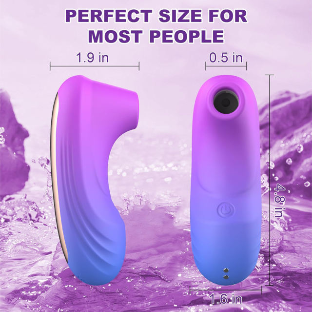 4.85" Purple & Blue Rechargeable Waterproof Silicone Sucking Massager – 10-Mode