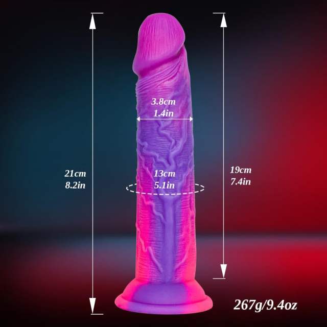 7.88" Purple & Magenta Silicone Dildo – Waterproof, Body-Safe