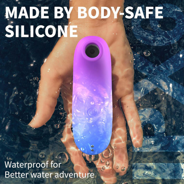 4.85" Purple & Blue Rechargeable Waterproof Silicone Sucking Massager – 10-Mode