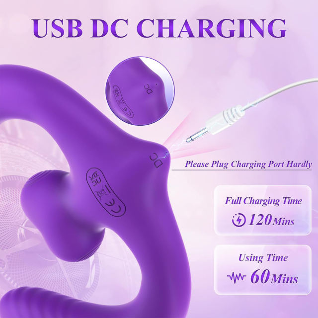 6.70" Purple Rechargeable  Waterproof Silicone Vibrator with Remote Control – 7-Mode