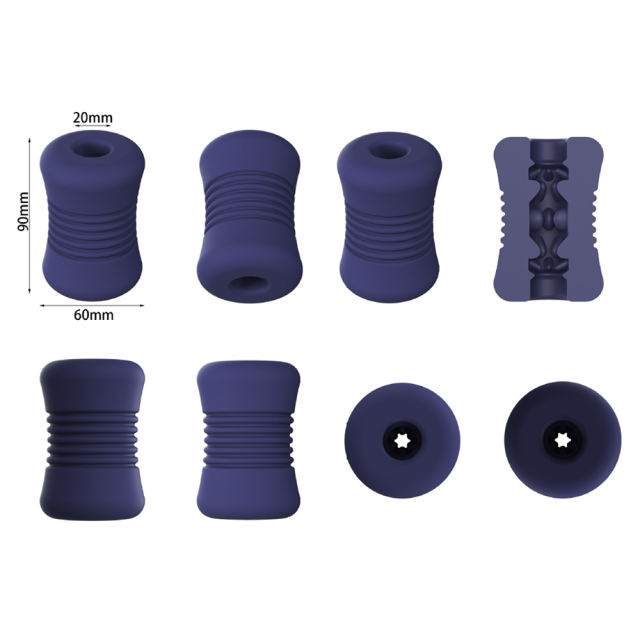 3.43" Blue TPE Manual Masturbator – Soft Sleeve, Waterproof