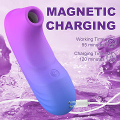 4.85" Purple & Blue Rechargeable Waterproof Silicone Sucking Massager – 10-Mode