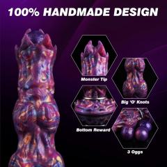 10.24" Multicolor Silicone Monster Dildo with 4 Silicone Eggs – Inflatable, Waterproof
