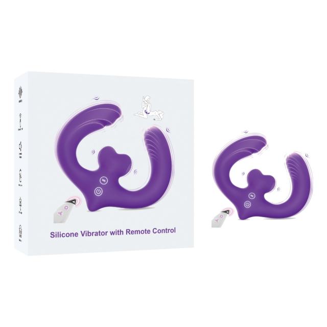 Customizable 6.70" Purple Rechargeable  Waterproof Silicone Vibrator with Remote Control – 7-Mode