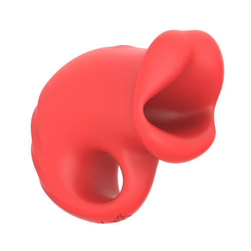 10 Modes Red Rechargeable Waterproof Silicone Vibrator with Tongue-Licking Function