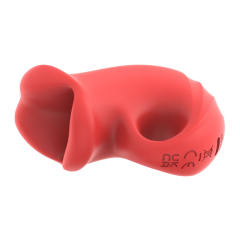 10 Modes Red Rechargeable Waterproof Silicone Vibrator with Tongue-Licking Function