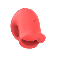 10 Modes Red Rechargeable Waterproof Silicone Vibrator with Tongue-Licking Function